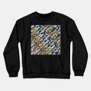 African Wildlife Stripe Collage Blue Crewneck Sweatshirt